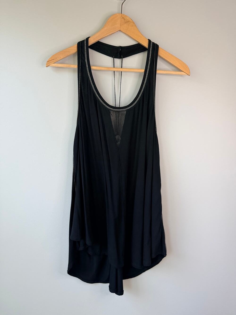 Free People Size XS Flowy beaded Racerback top layered black